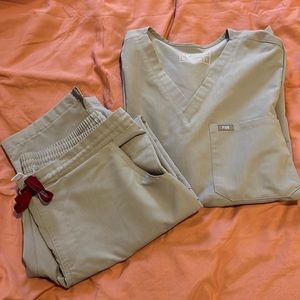 FIGS cement gray L Catarina top and M yola pant